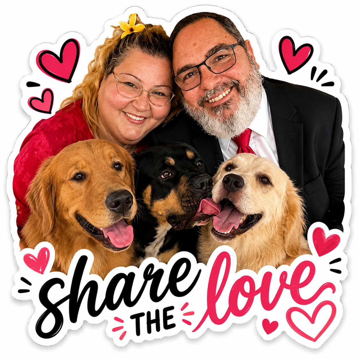 Dee and Travis of Saucy Couple with their dogs